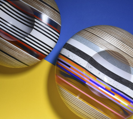 multi coloured disk shaped bowl